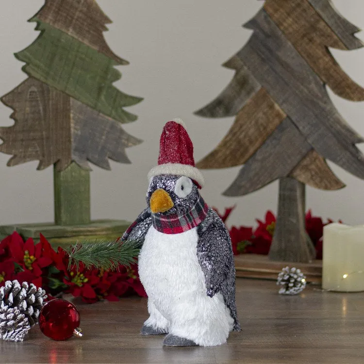 13" Plush Penguin with Pine Branch Christmas Figurine