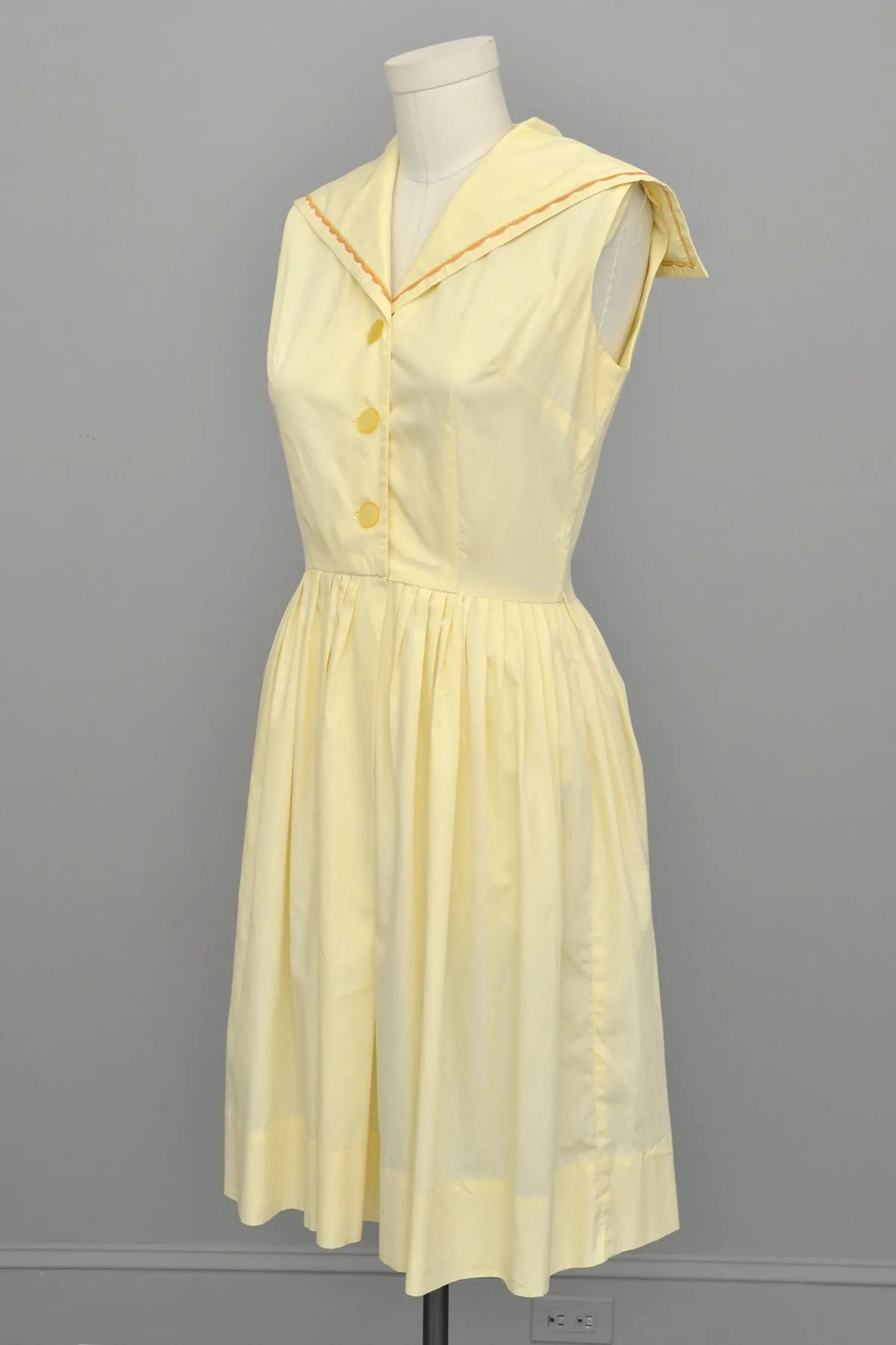 1950s Yellow Cotton Sailor Dress