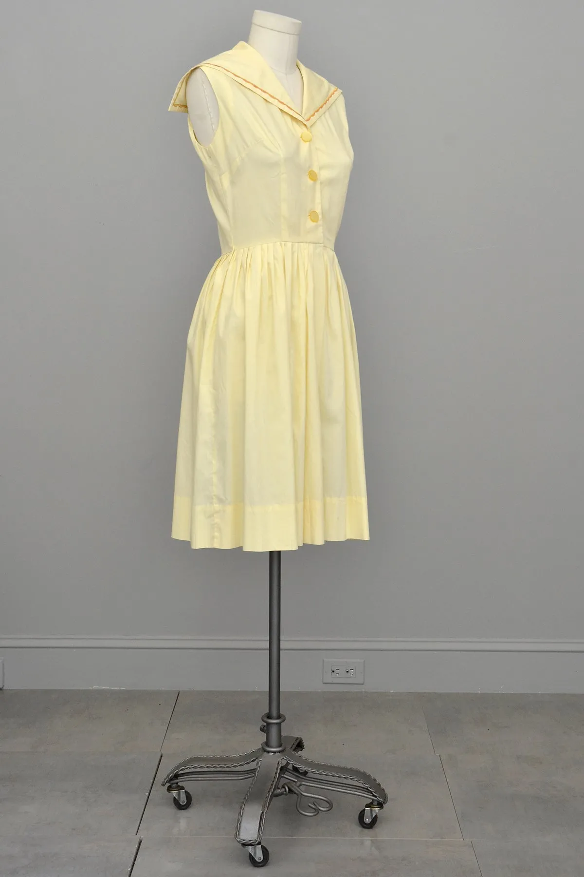 1950s Yellow Cotton Sailor Dress