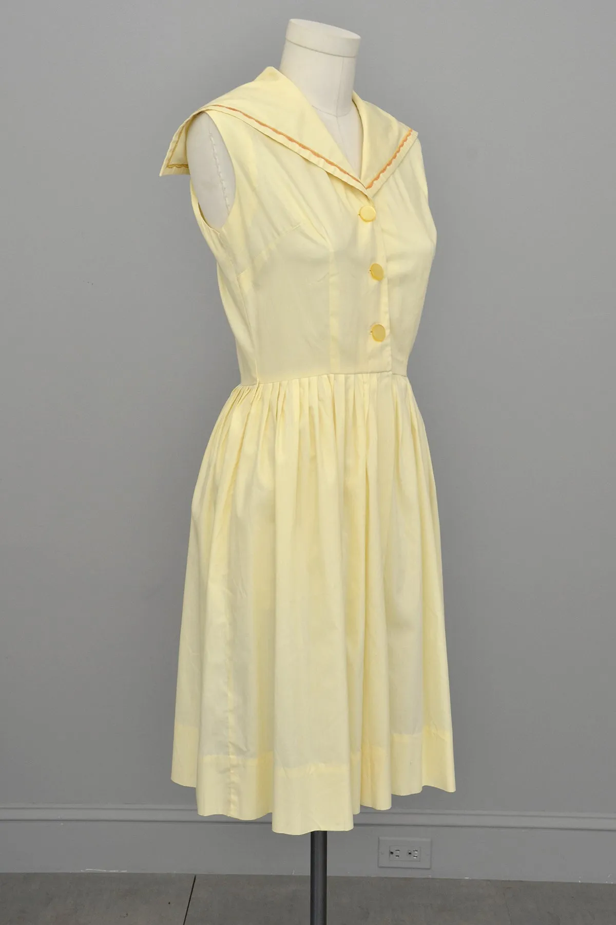 1950s Yellow Cotton Sailor Dress