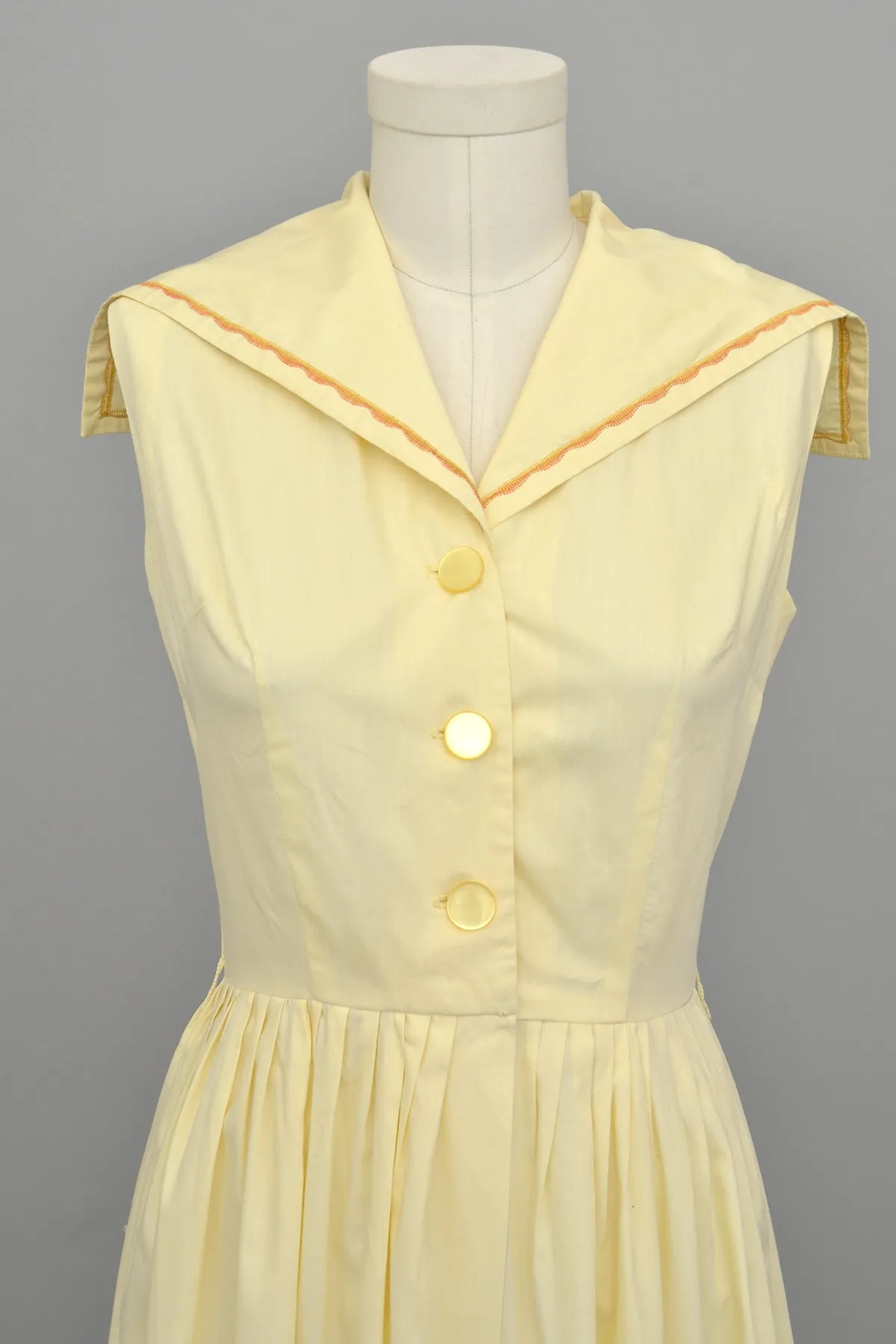 1950s Yellow Cotton Sailor Dress