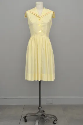 1950s Yellow Cotton Sailor Dress