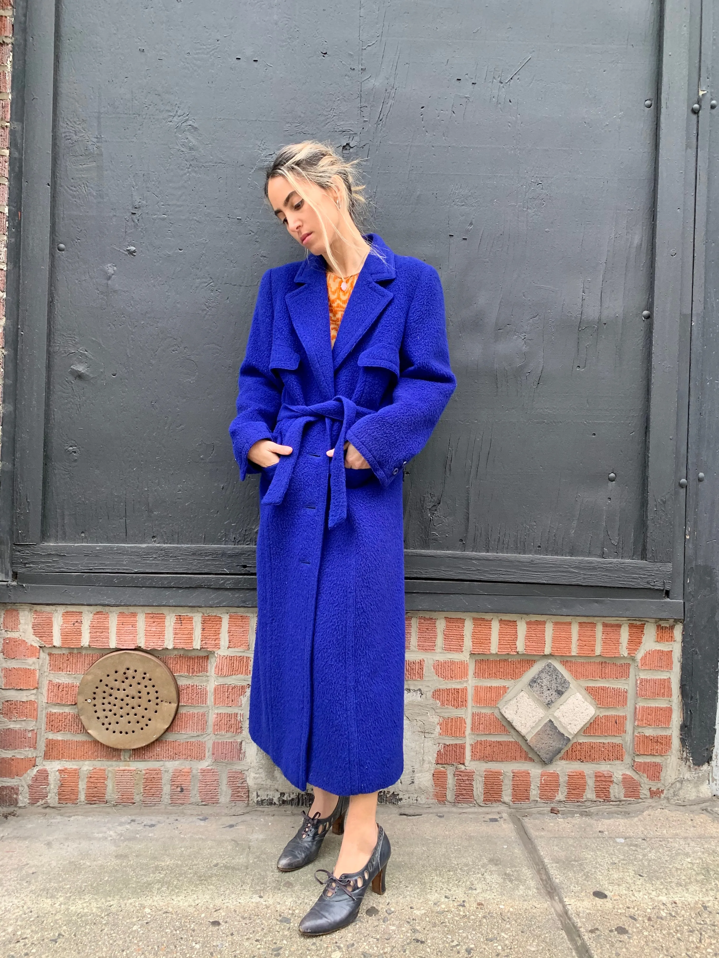 1980’s Valentino Trench-Style Brilliant Blue Overcoat
