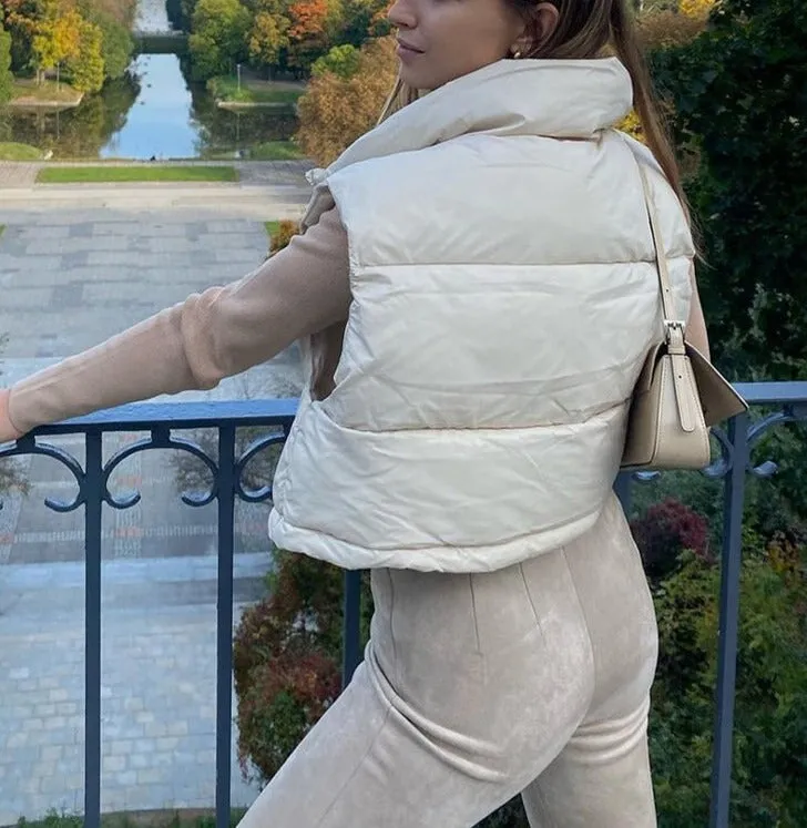 A&A High Neck Padded Cropped Gilet