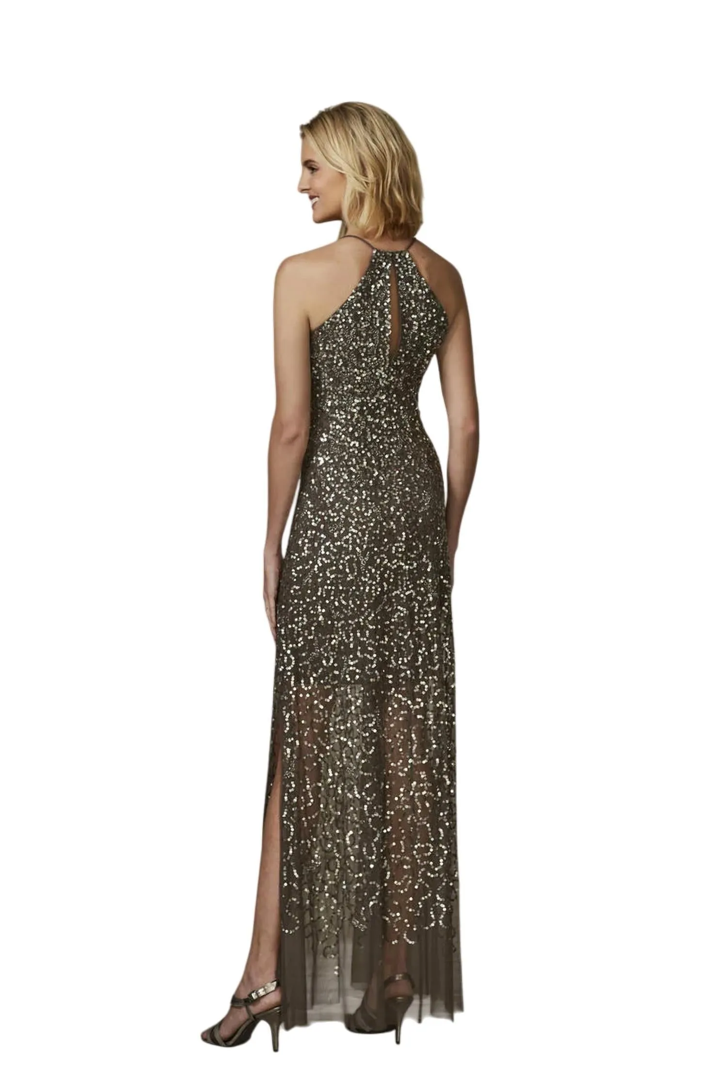 Adrianna Papell - Halter Sequin Gown