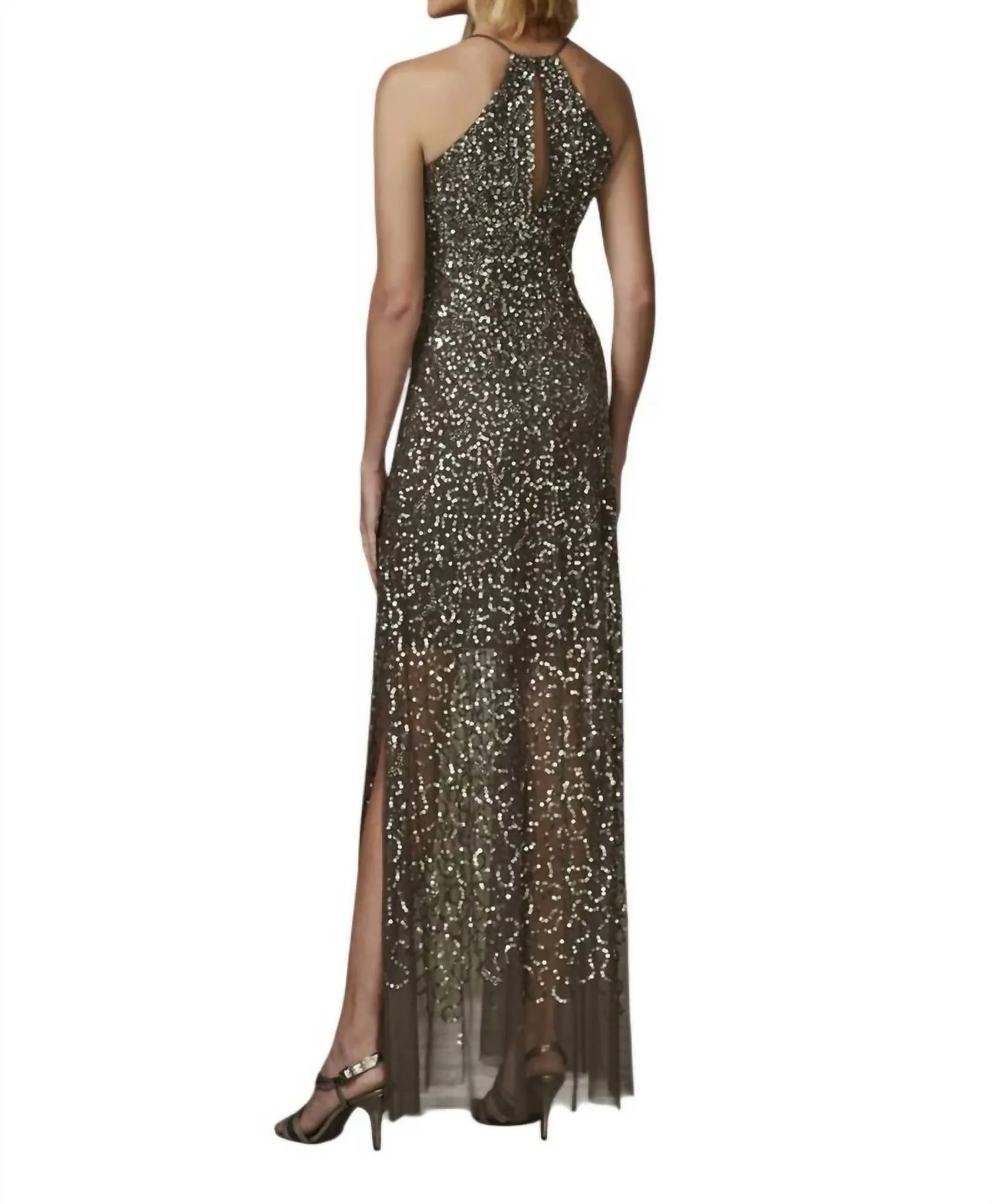 Adrianna Papell - Halter Sequin Gown