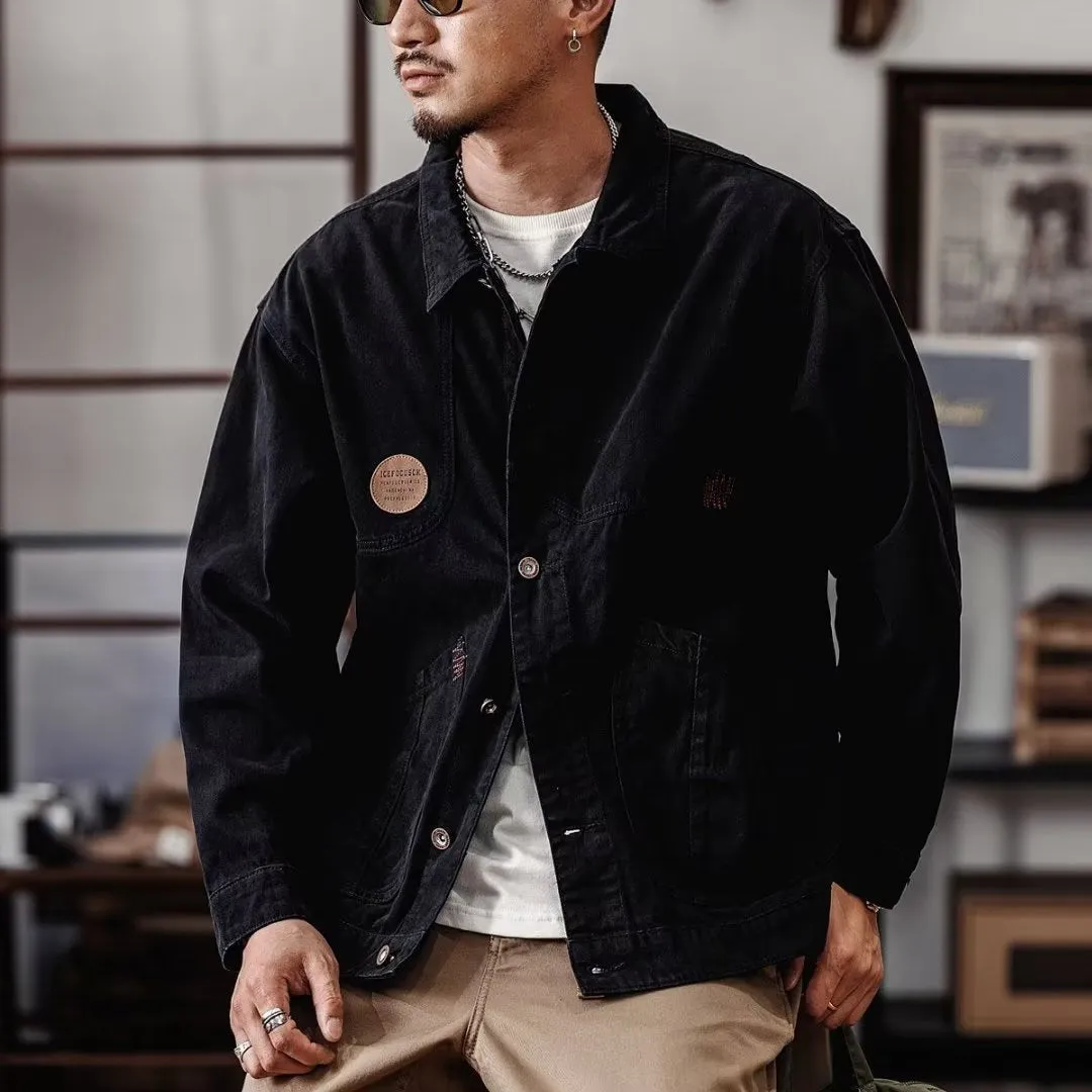 Advbridge American Retro Heavyweight Men Workwear Jacket Safari Style Shirts Spring  Autumn Long sleeve Hunting Tops Casual Loose Coat