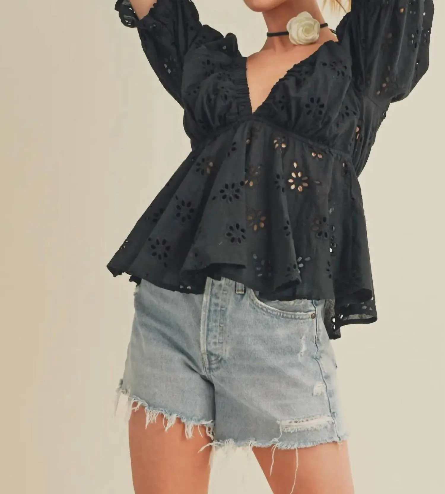 Aemi   Co - Eyelet Cutie Embroidered Top