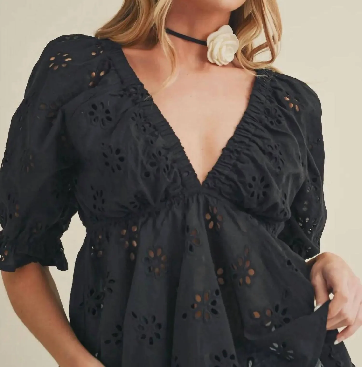 Aemi   Co - Eyelet Cutie Embroidered Top