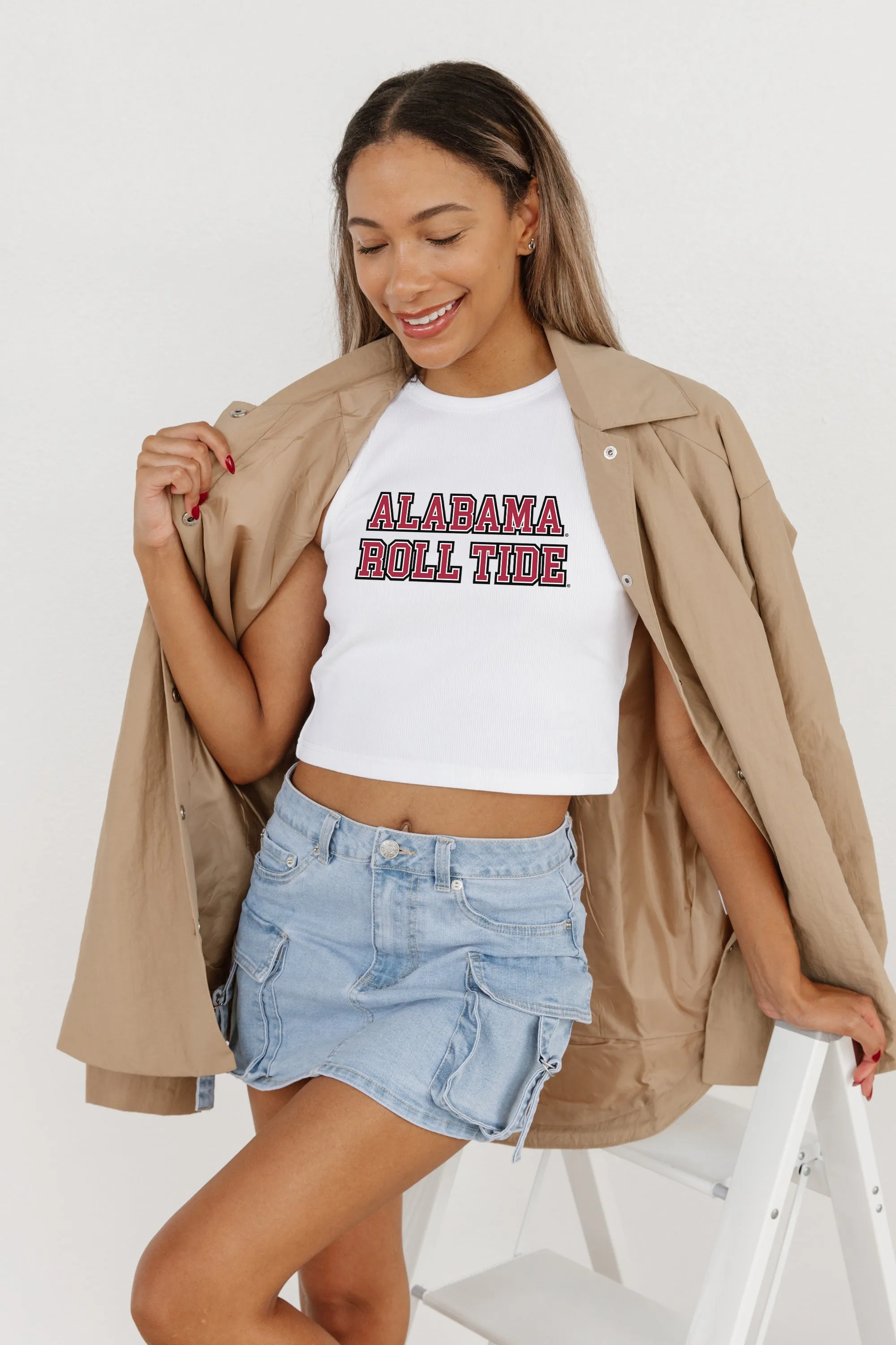 ALABAMA CRIMSON TIDE WINNING TRADITION ESSENTIAL RIBBED CROP TANK BY MADI PREWETT TROUTT