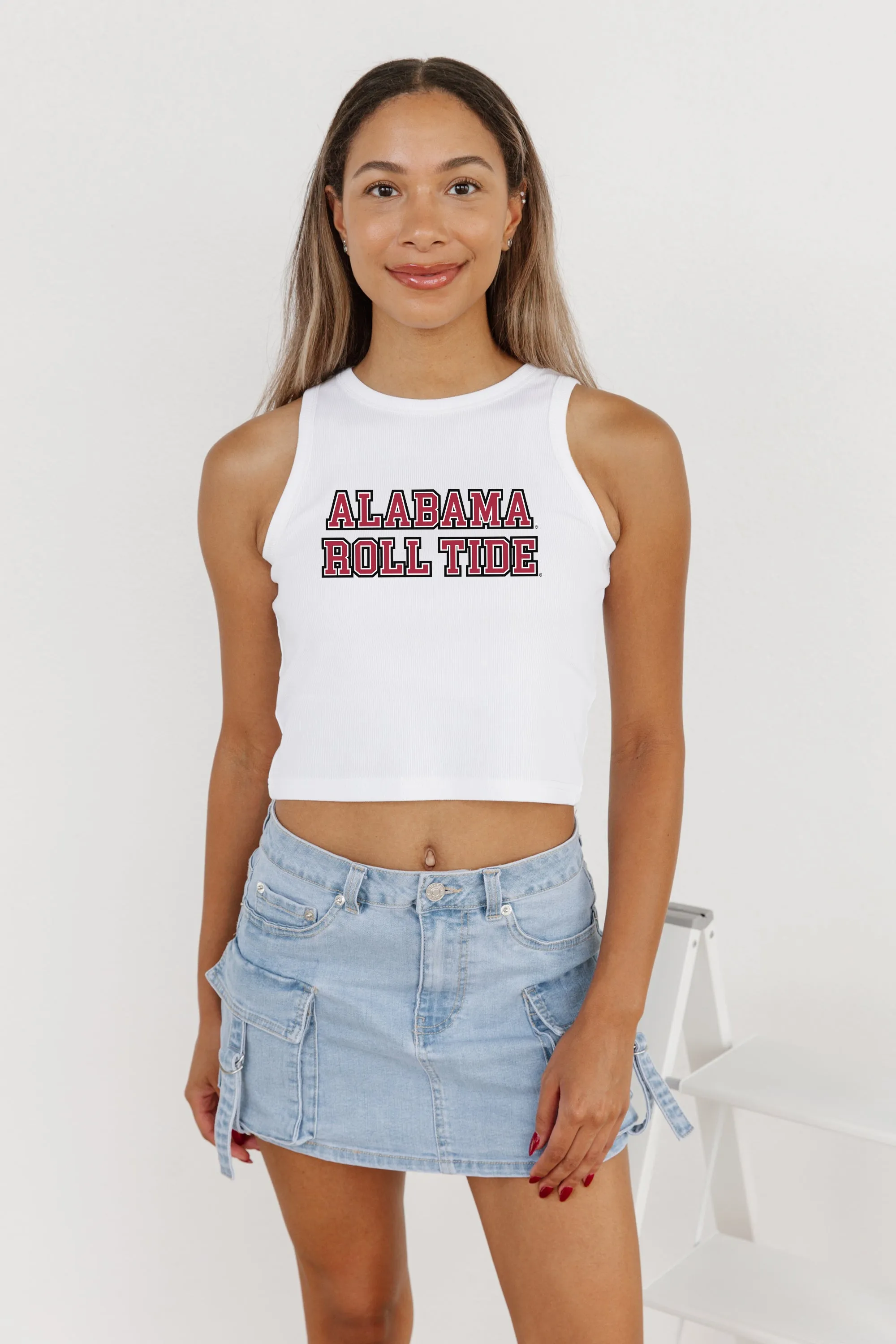 ALABAMA CRIMSON TIDE WINNING TRADITION ESSENTIAL RIBBED CROP TANK BY MADI PREWETT TROUTT