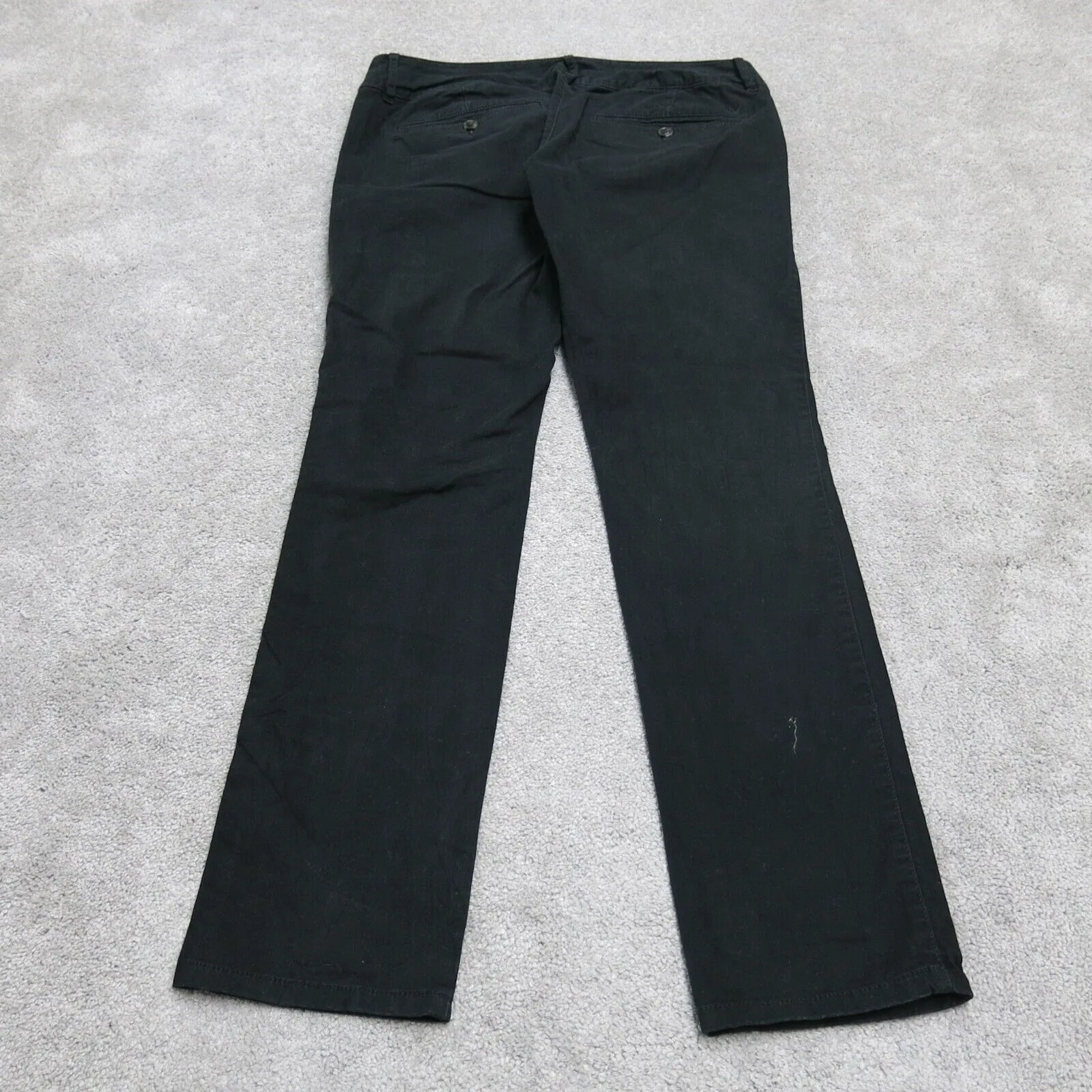 American Eagle Womens Dress Pant Stretch Slim Straight Leg 100% Cotton Black 6 R