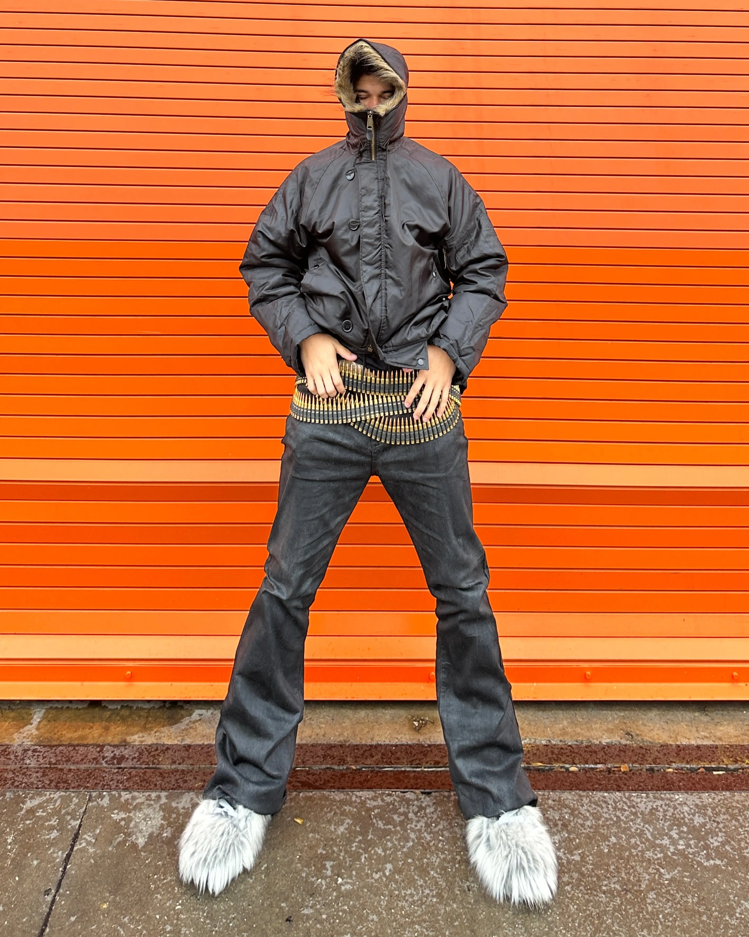 Black Flare Wax Denim