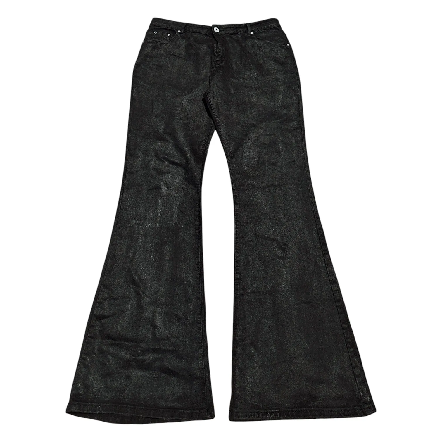 Black Flare Wax Denim
