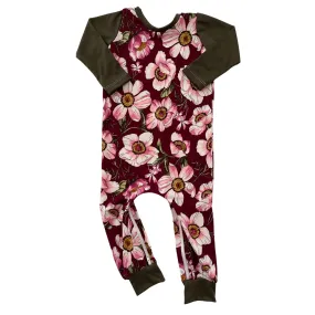 Blossoms on Crimson Zip Romper