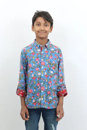 Blue Block Print Shirt