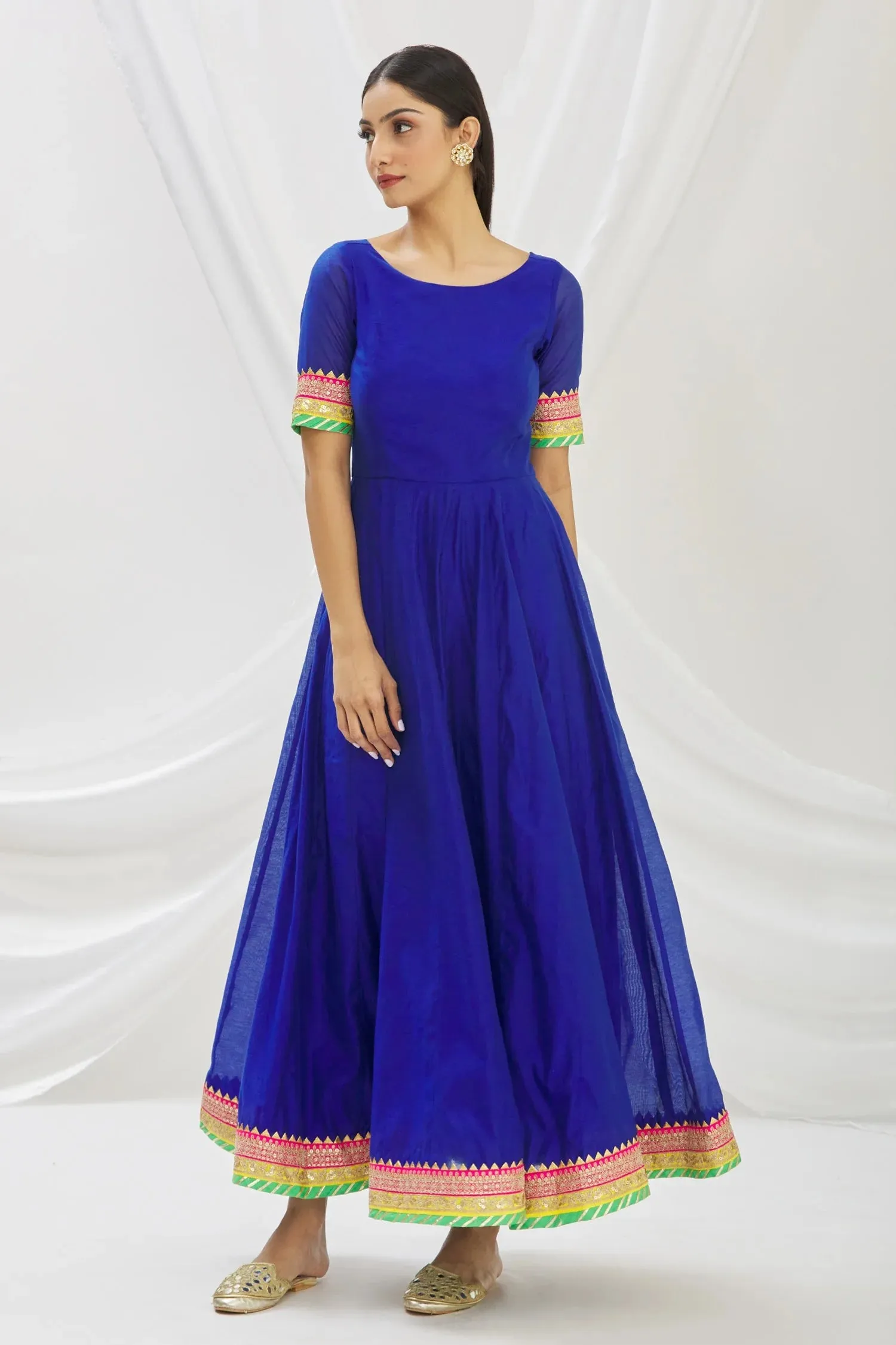 Blue Chanderi Anarkali Set