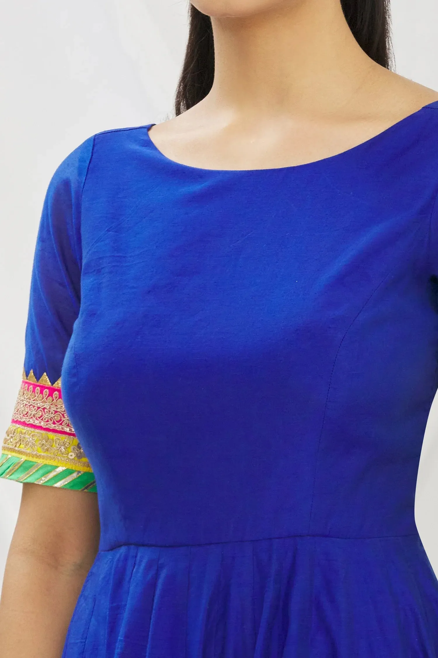 Blue Chanderi Anarkali Set