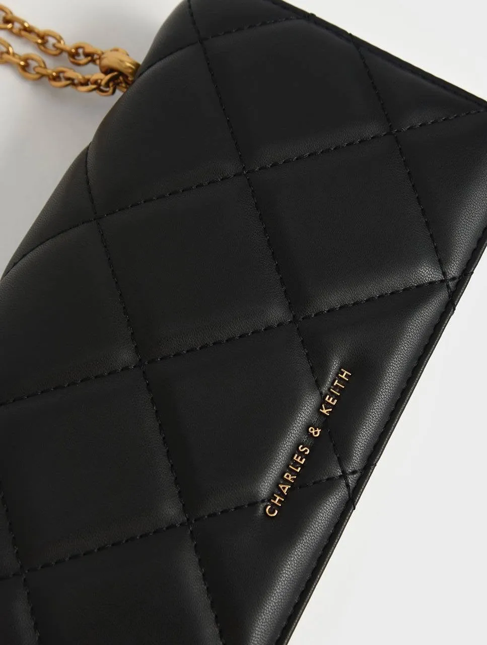 Chain Handle Quilted Long Wallet