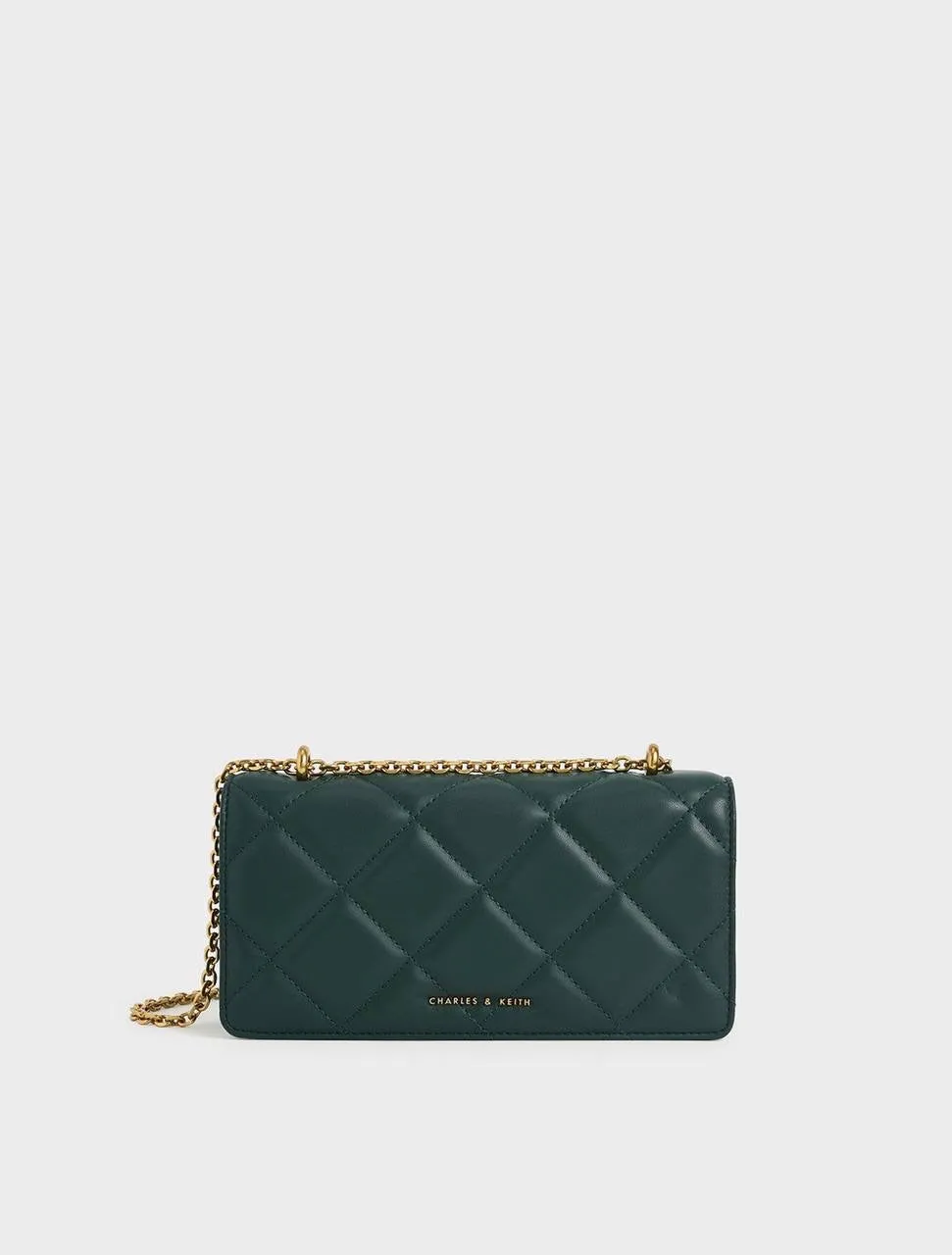 Chain Handle Quilted Long Wallet