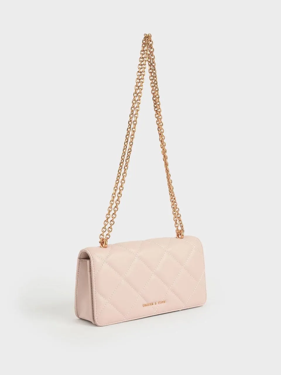Chain Handle Quilted Long Wallet