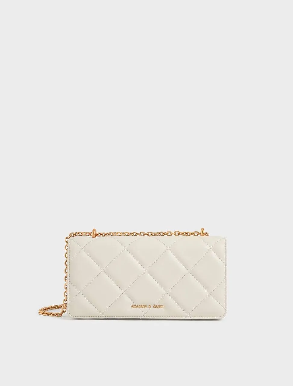 Chain Handle Quilted Long Wallet