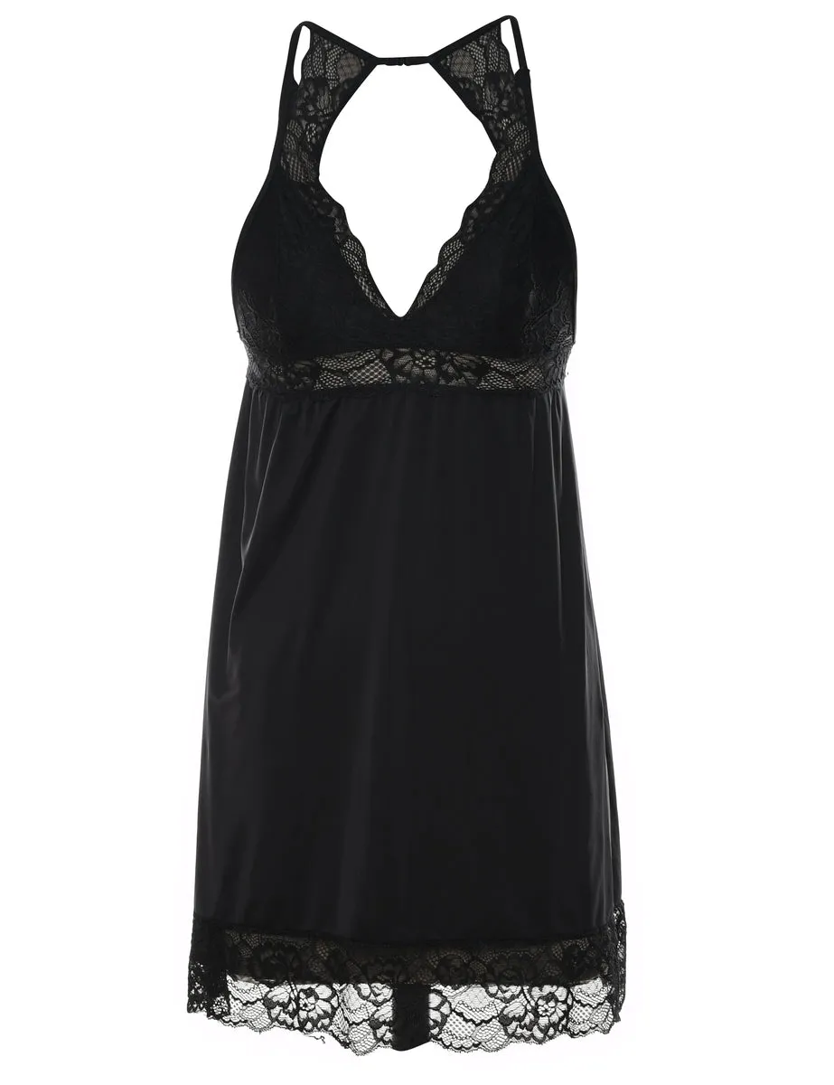 Classic Black Lace Babydoll - S
