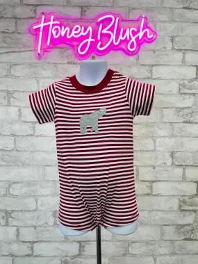 Crimson/White Boys Elephant Romper