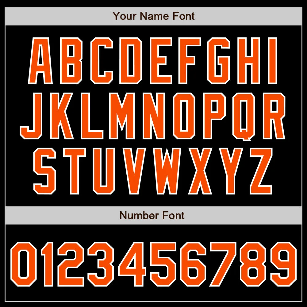 Custom Black Orange-White Bomber Varsity Letterman Zipper Jacket