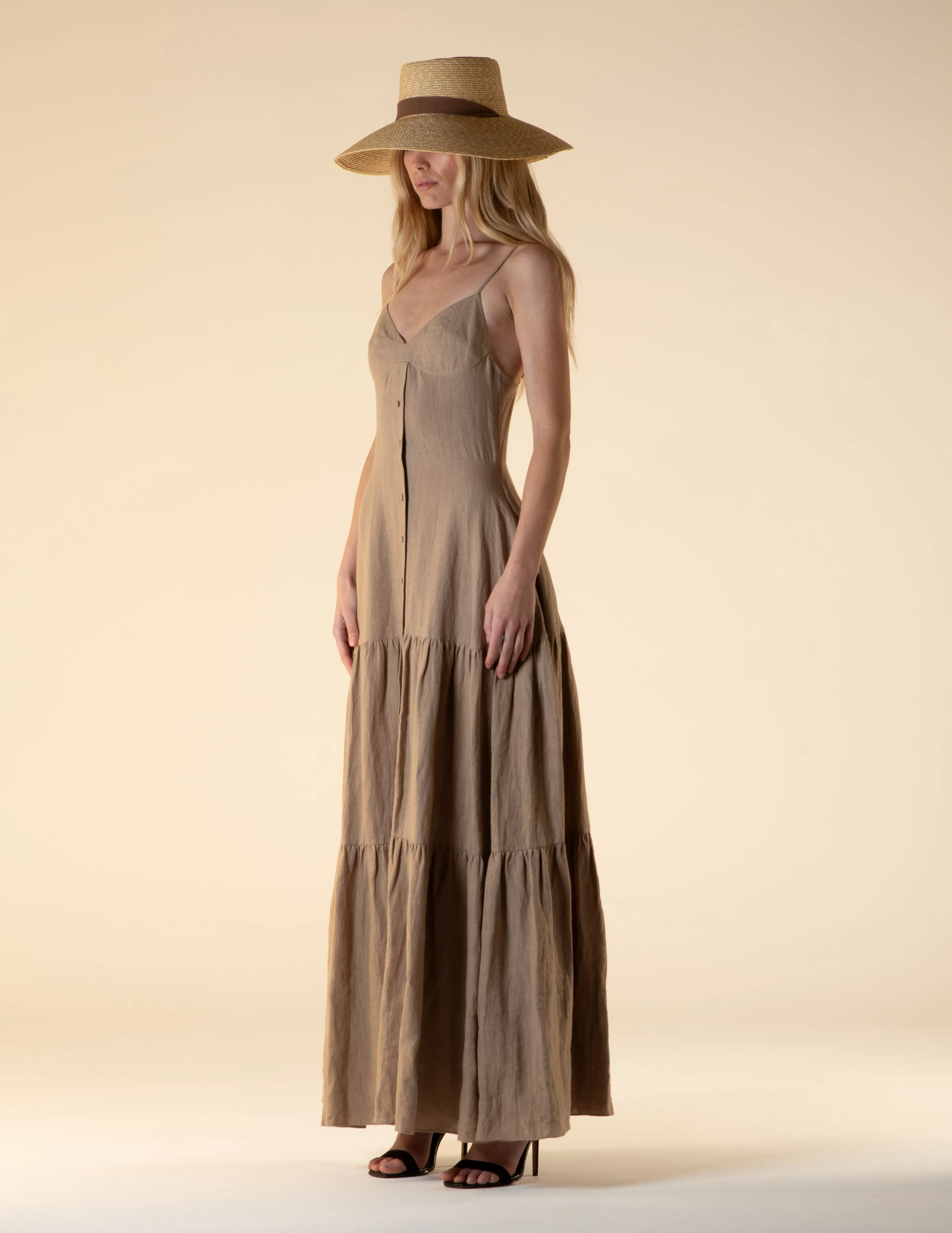 Del Rey Linen Maxi Dress Natural