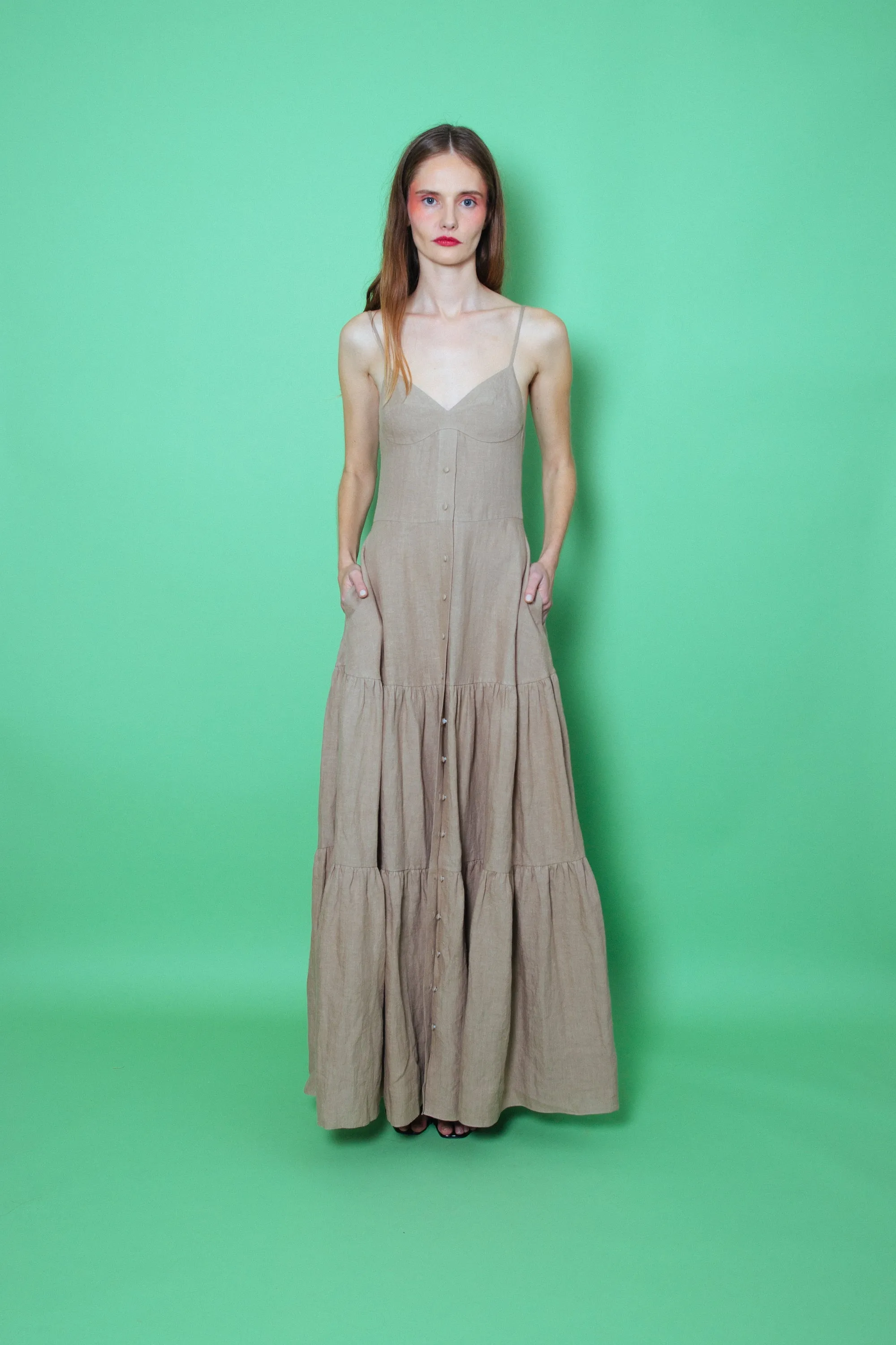 Del Rey Linen Maxi Dress Natural