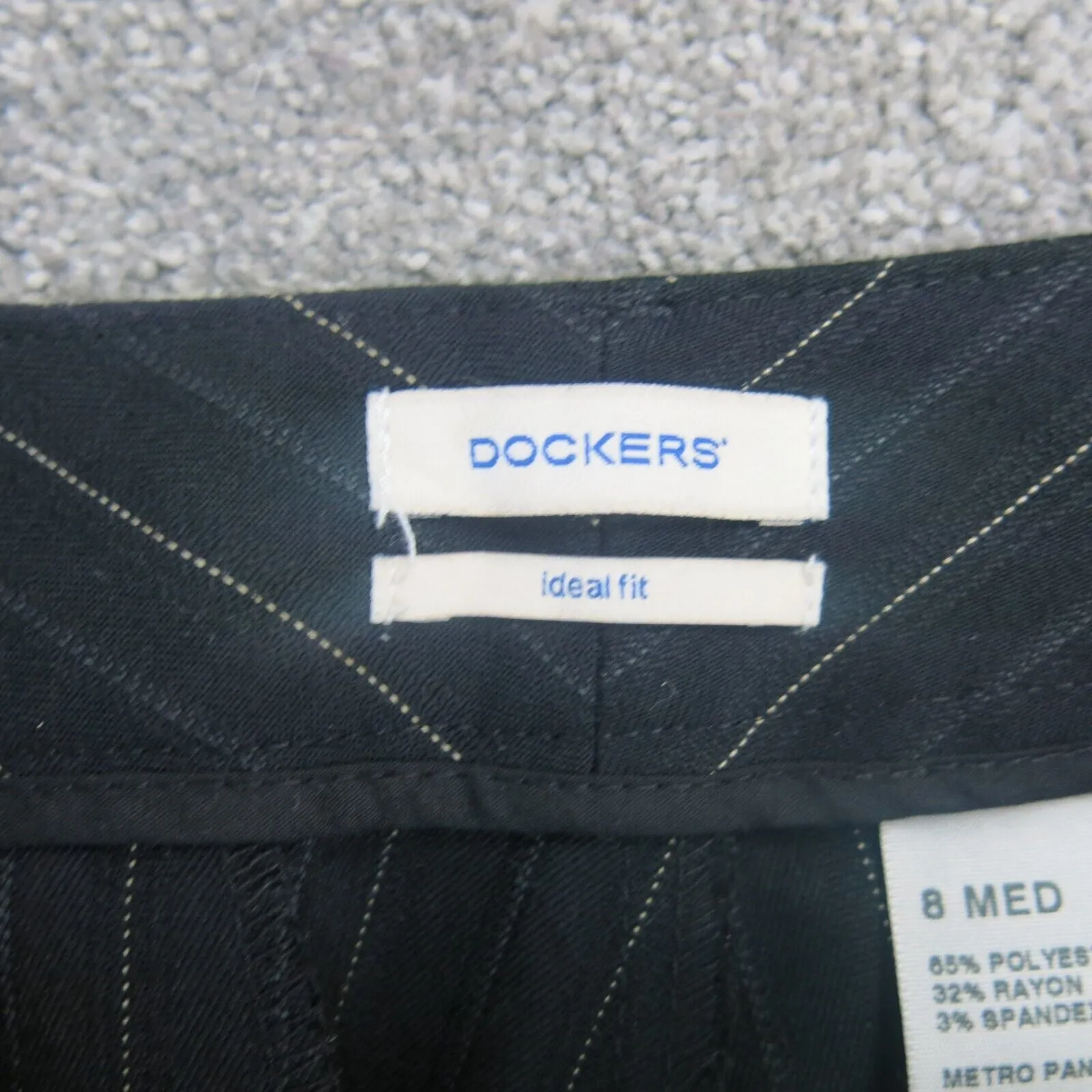 Dockers Womens Metro Dress Pant Wide Leg Ideal Fit Striped Black Size 8