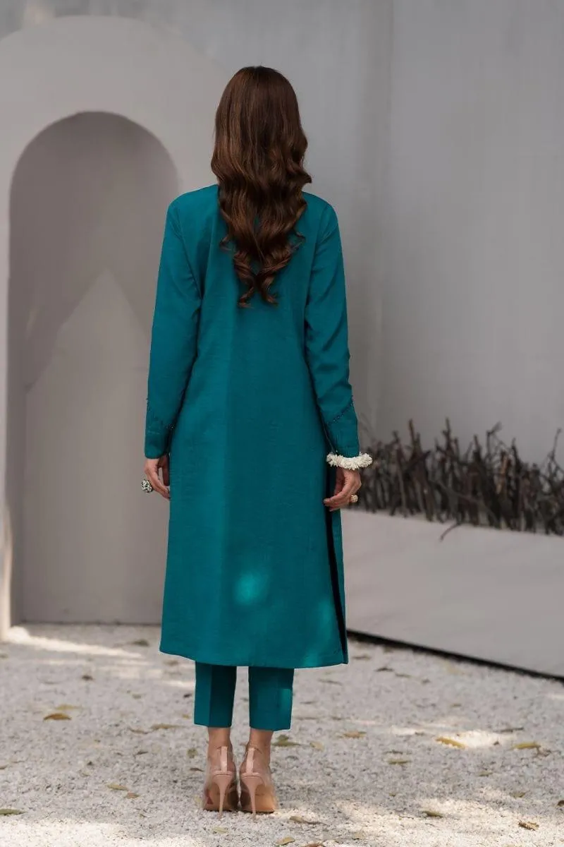 Fozia Khalid - Aqua Marine Pishwas with Pants