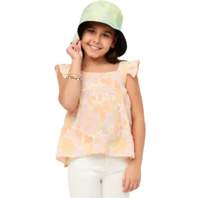 Girls Hayden Textured Floral Button Back Ruffle Tank GY5970