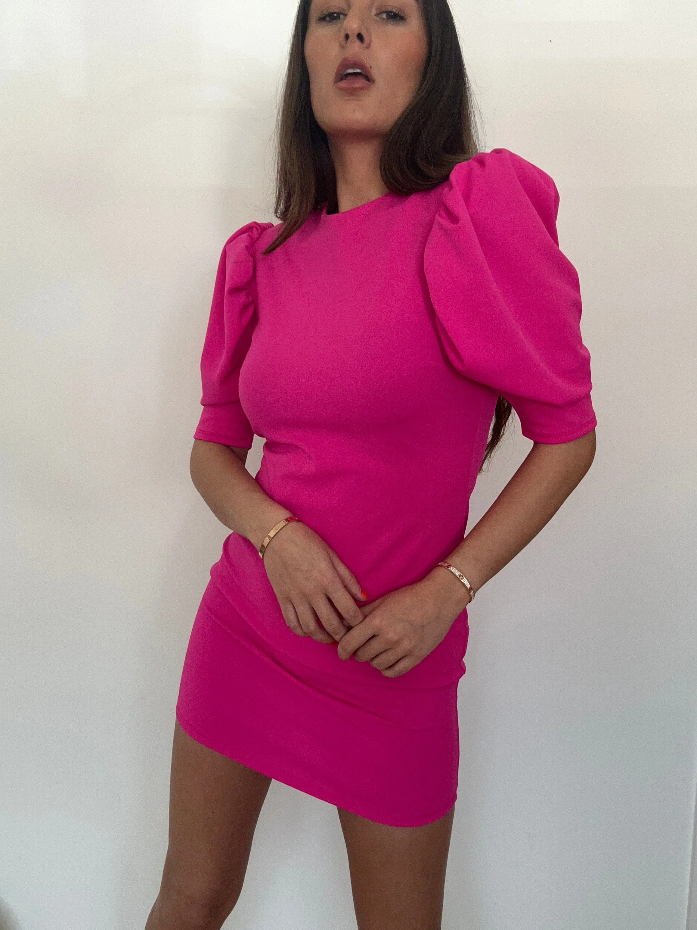 Hot Pink Sleeve Mini Dress