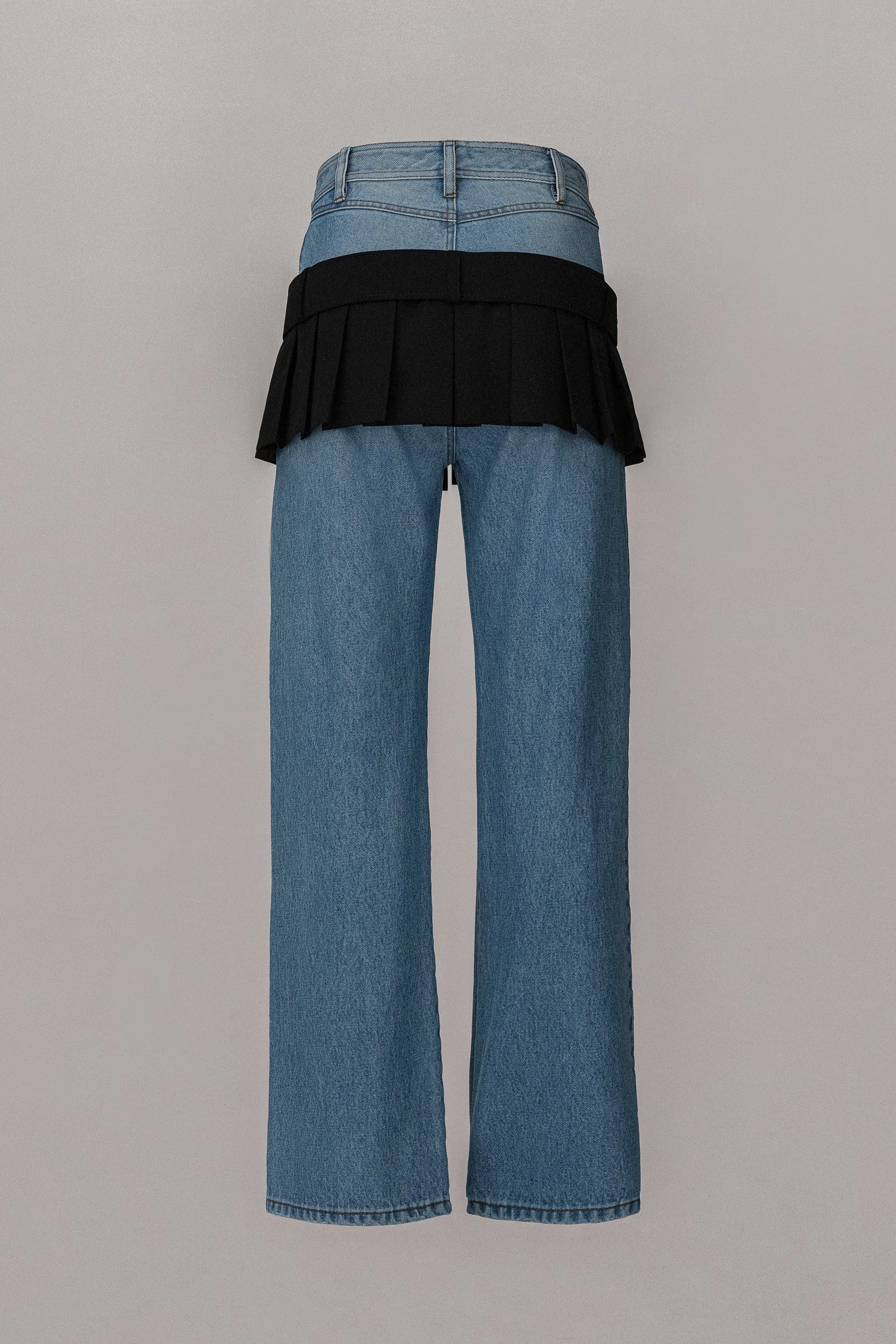 Illusion Layered Mini Skirt Jeans - Denim Blue
