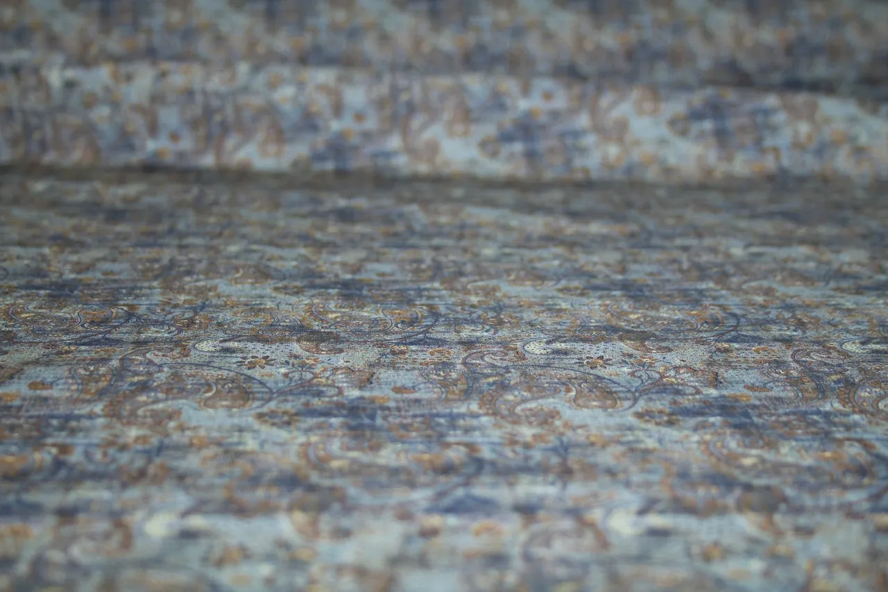 Italian Paisley Cotton Shirting - Browns/Blues/Grays