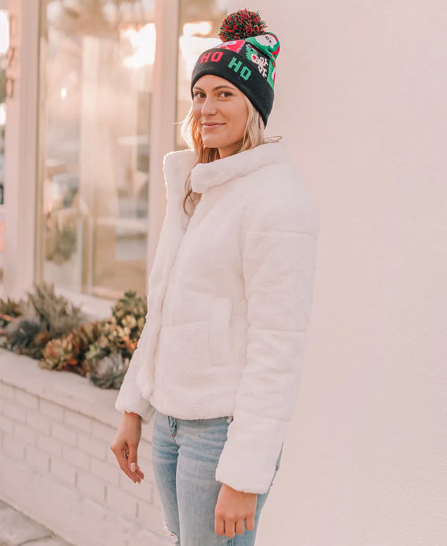 Ivory Quilted Faux Fur Jacket