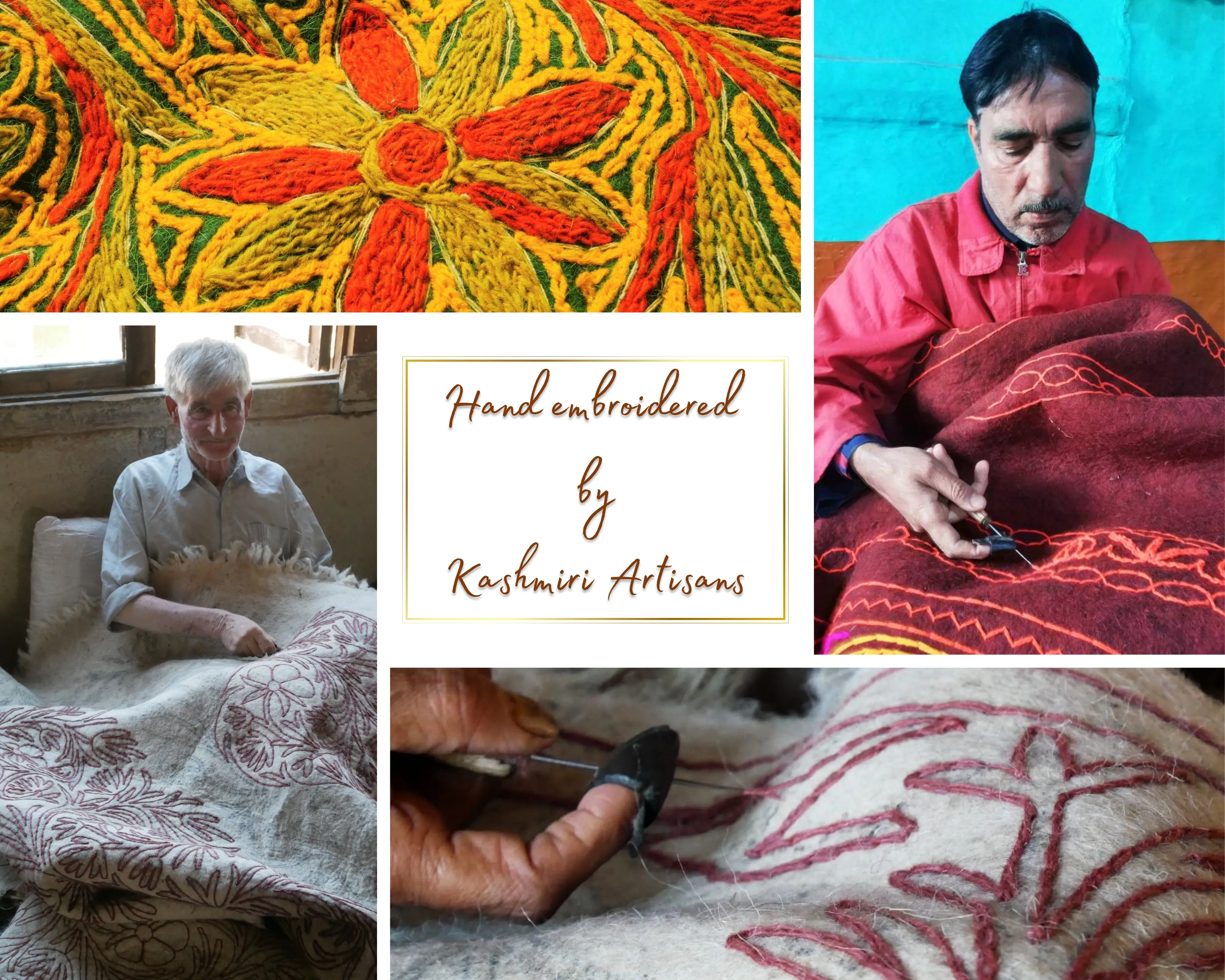 Kashmiri Floor Pillow  Hand Felted Meditation Cushion Cover | Embroidered Floor Pouf | Square Floor Pillow for Bohemian Floor Seating