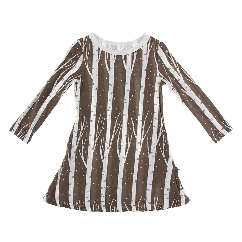 KicKee Pants Print Long Sleeve Tee Shirt Dress - Falcon Snow