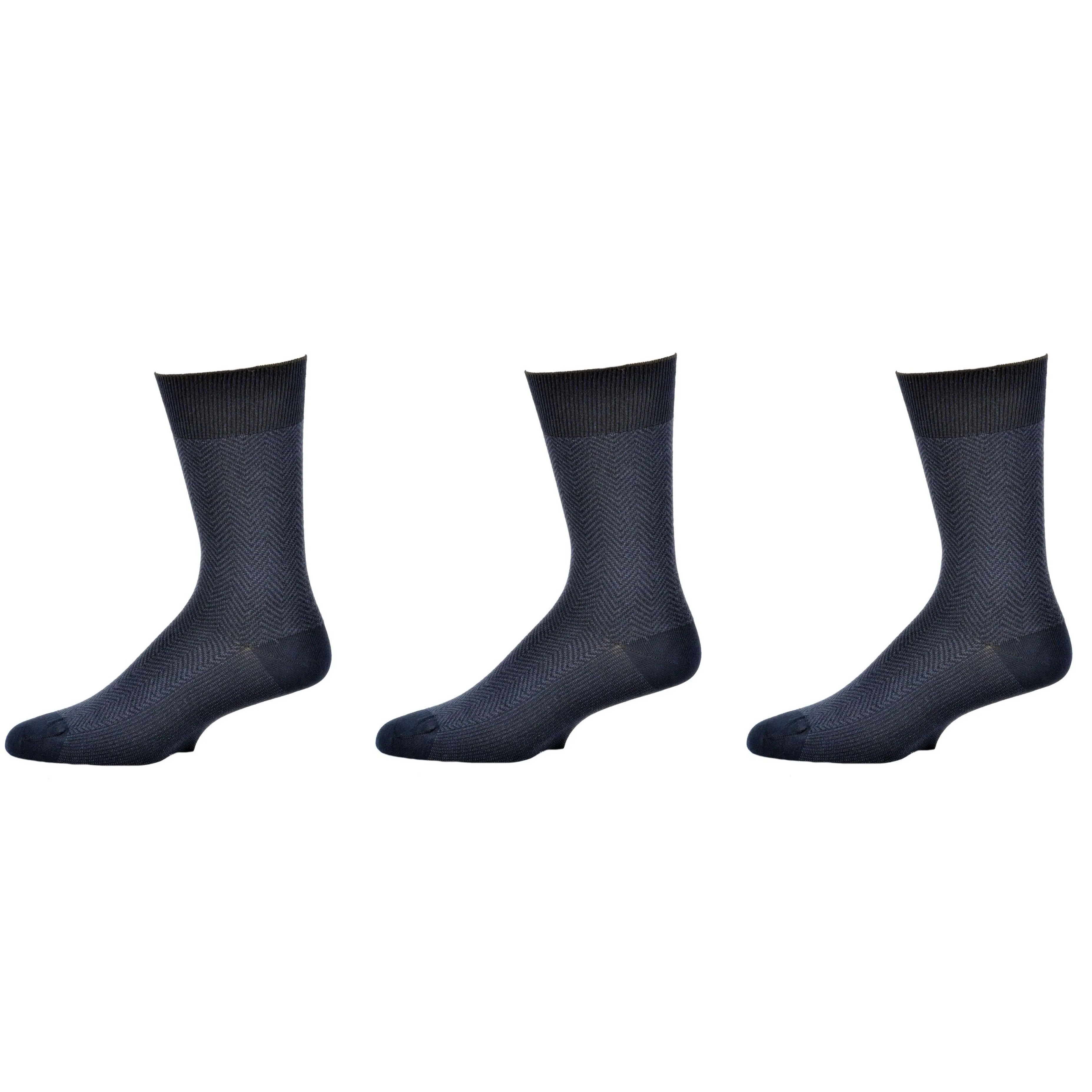 Men's Socks Dark Herringbone Design Crew 3 Pair Packs