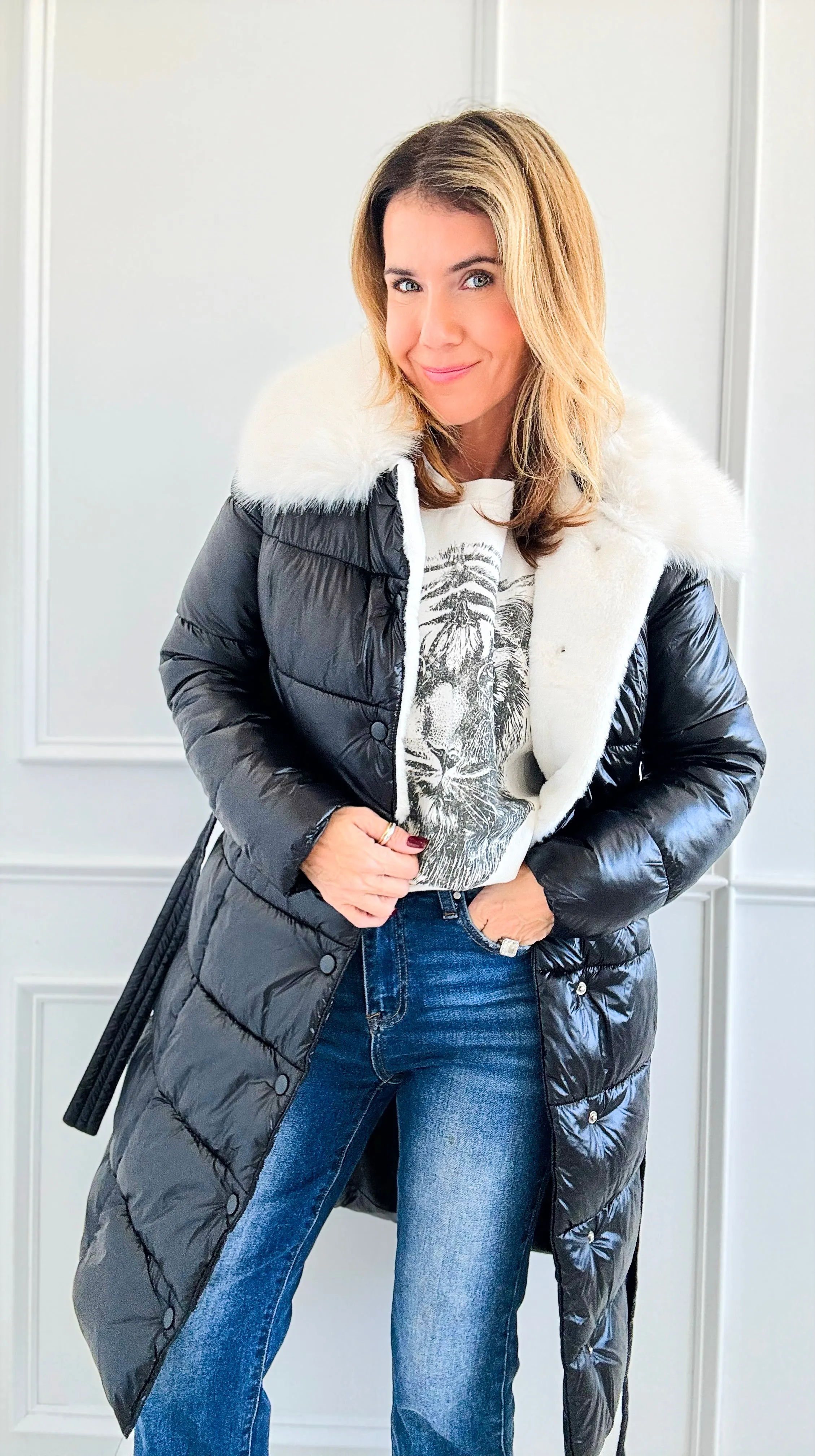 Midnight Snow Quilted Coat