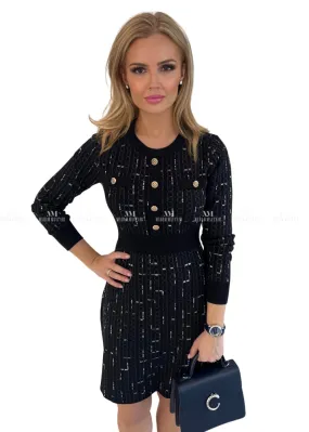 Nadia Black & Silver Shimmer Knit Dress