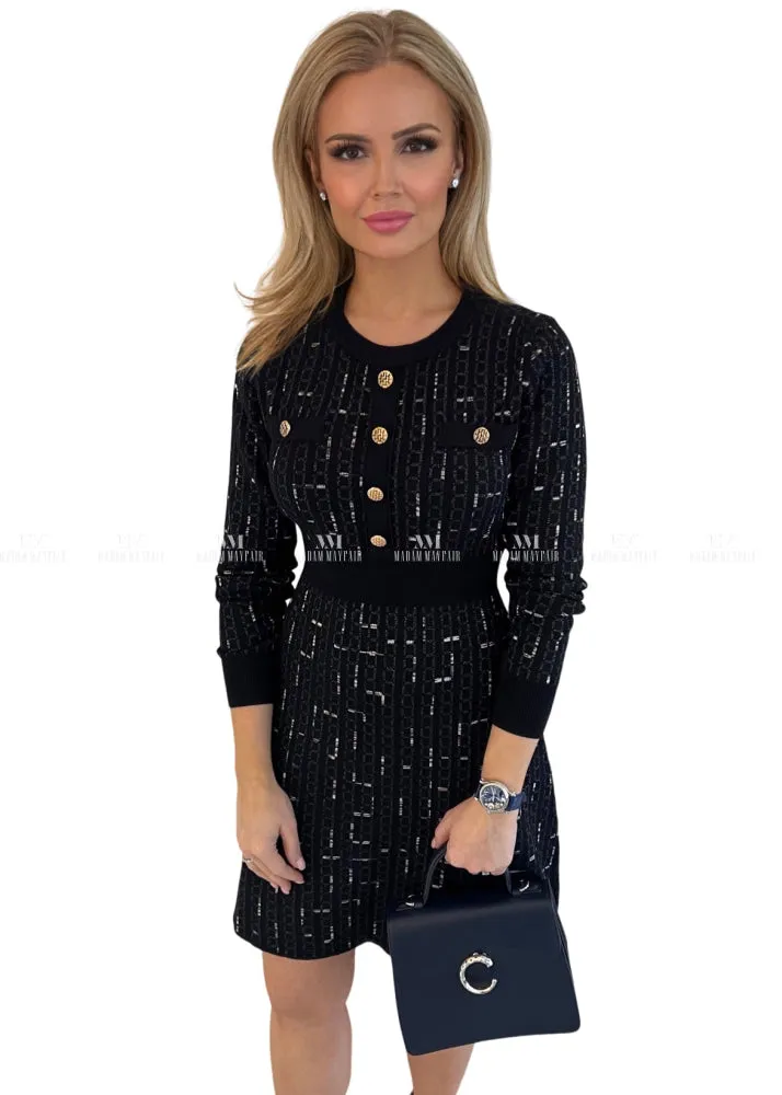 Nadia Black & Silver Shimmer Knit Dress