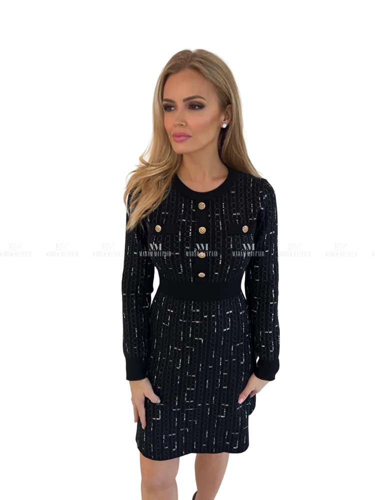 Nadia Black & Silver Shimmer Knit Dress