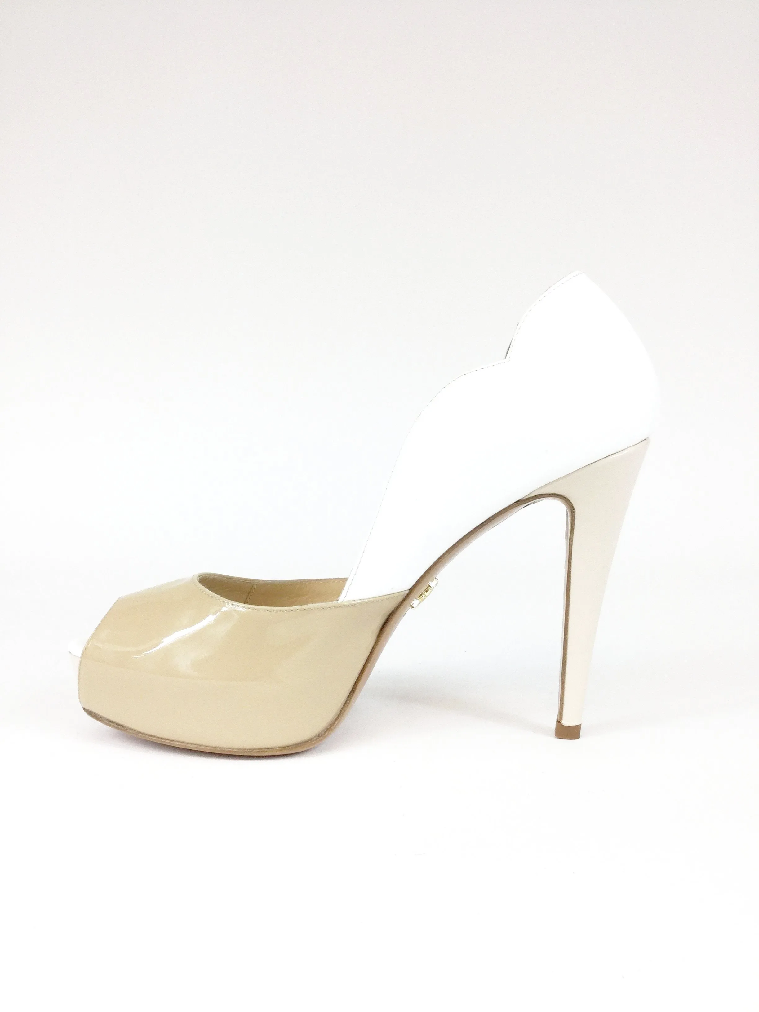 Open Toe Platform Heels Beige
