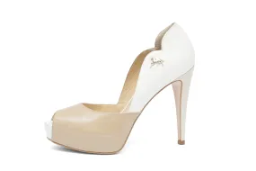 Open Toe Platform Heels Beige