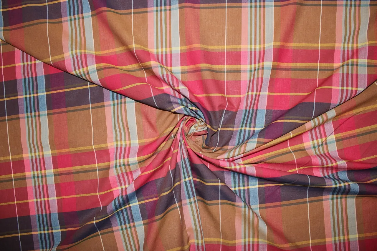 Plaid Cotton Lawn - Multi Warm Bright Tones