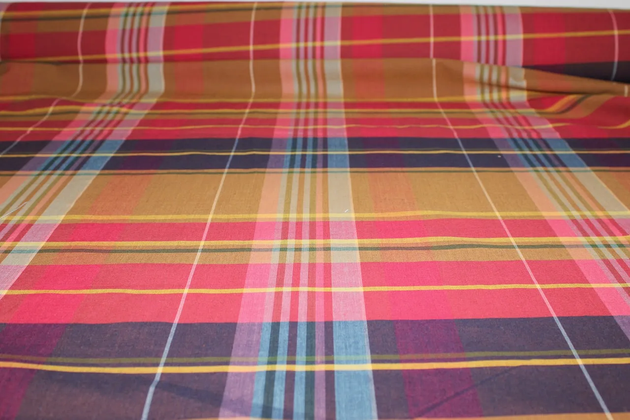 Plaid Cotton Lawn - Multi Warm Bright Tones