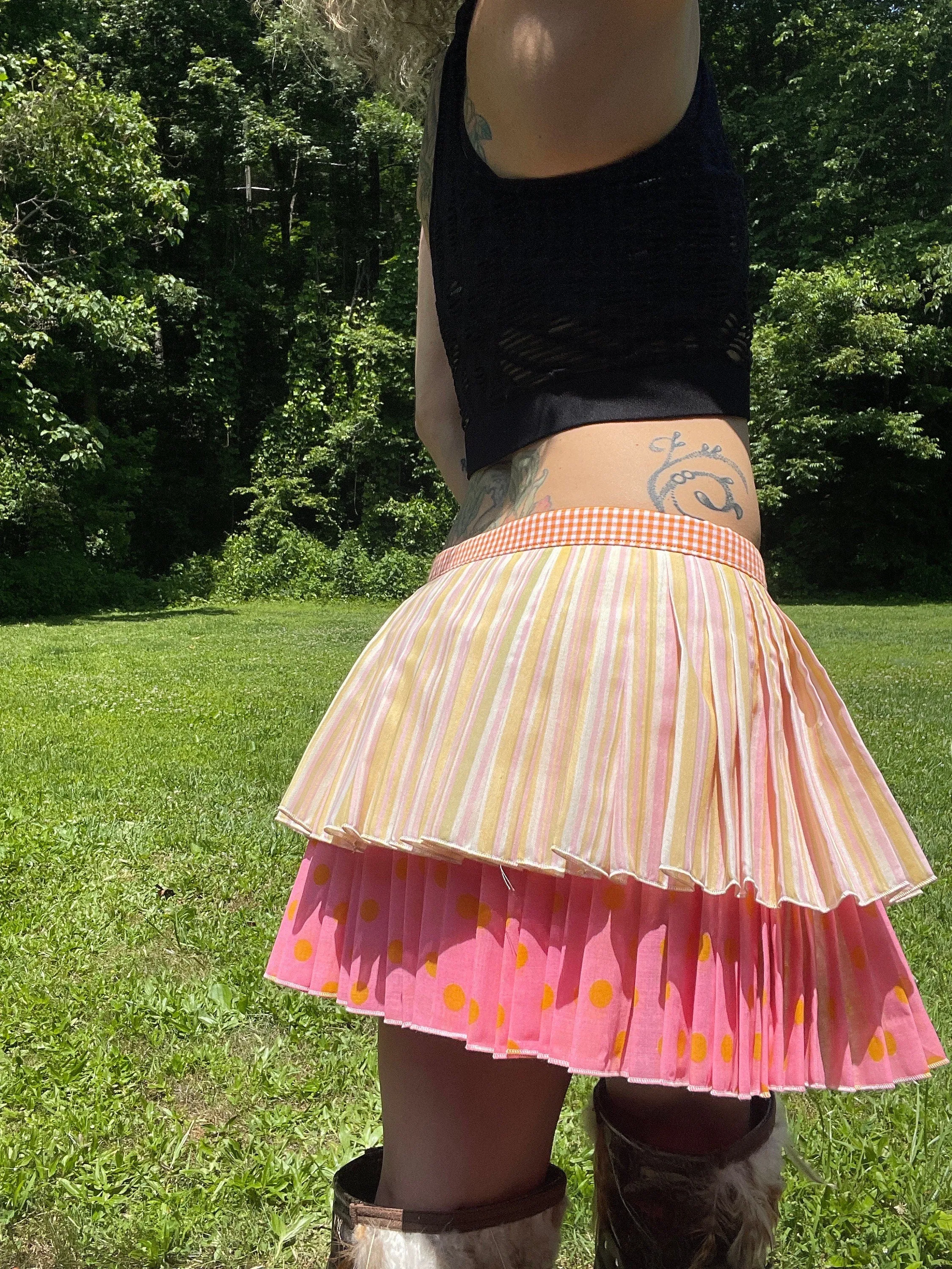 Pleated Bustle Skirt, Ruffle Festival Belt, Burlesque Skirt, Rave Costume, Pin Up skirt